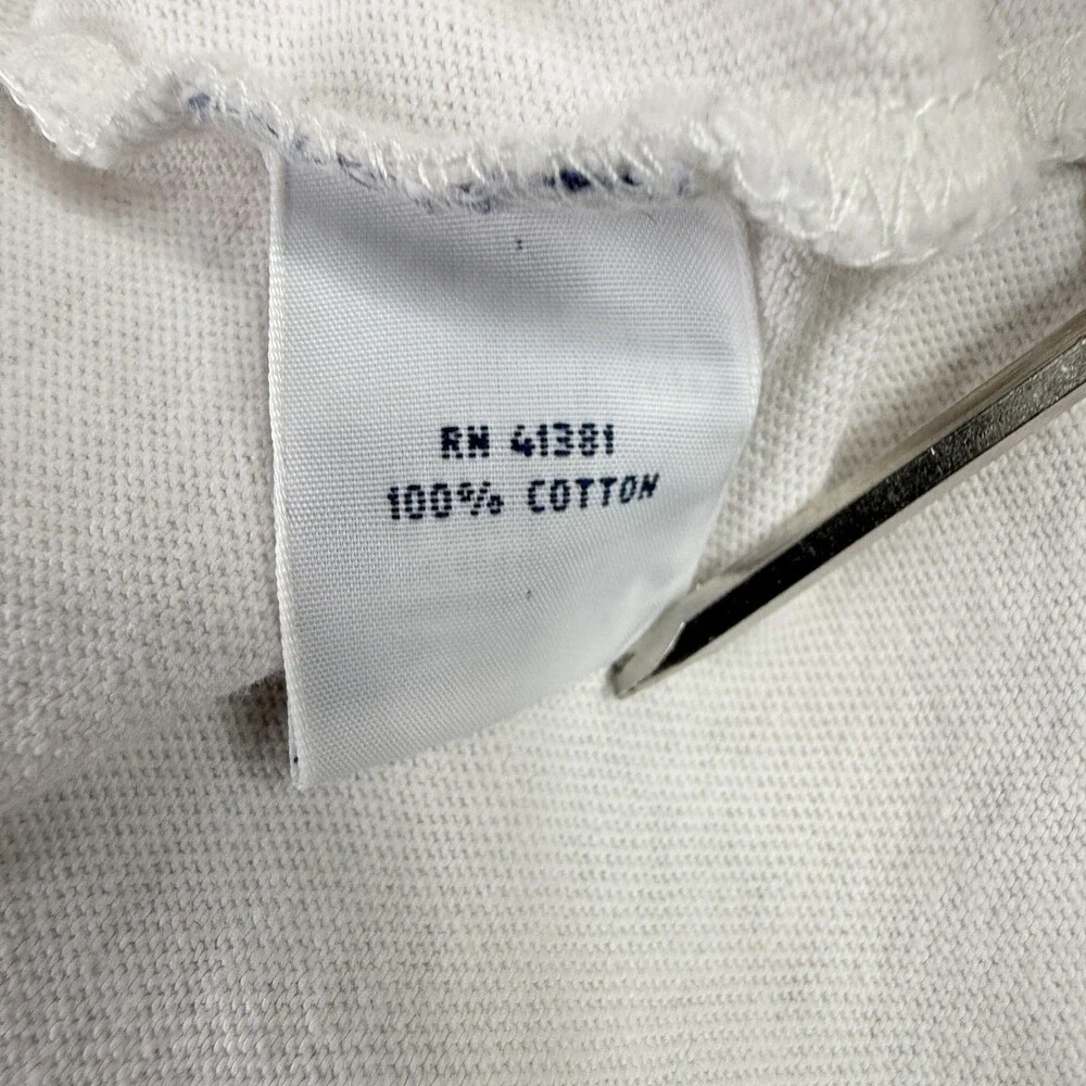 Polo Ralph Lauren Mens Long Sleeve Shirt Large White Navy Blue Graphic Logo
